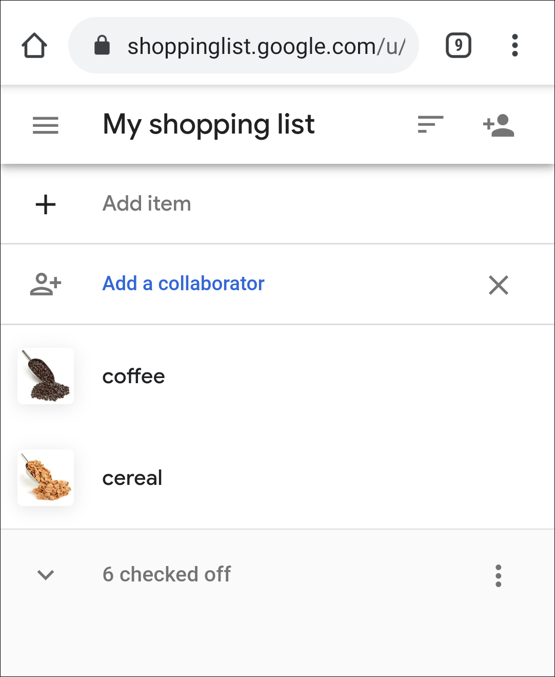 Lista de compras do Google Assistente