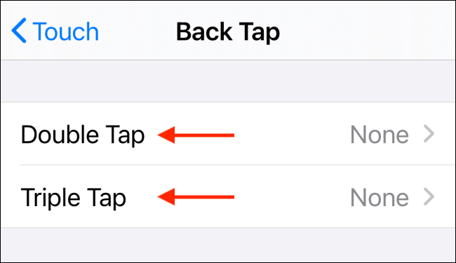 Selecione as opções Double Tap ou Triple Tap