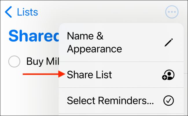 Toque em "Compartilhar lista".