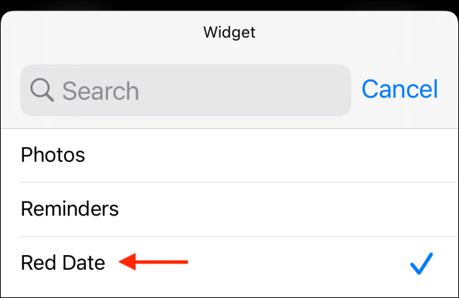 Selecione o widget para adicionar ao Widgetsmith