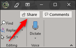 Selecione o botão de compartilhamento no PowerPoint
