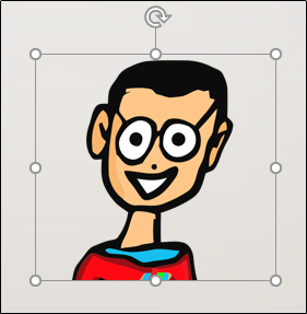 Uma imagem selecionada de um homem de desenho animado no PowerPoint.