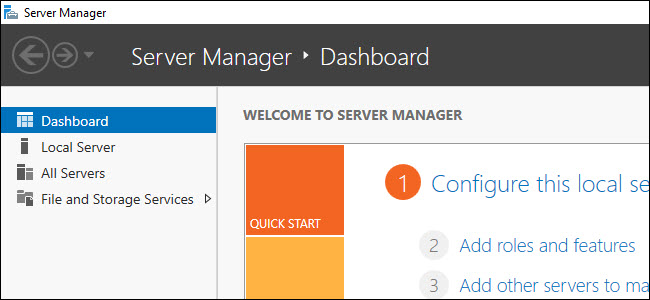 Painel do Windows Server Manager