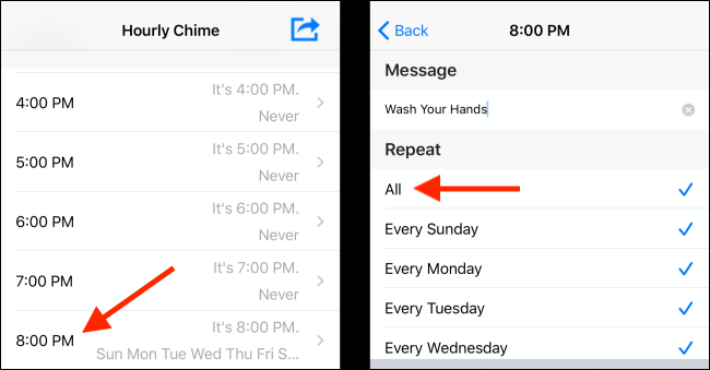 Configure lembretes de hora em hora no app Hourly Chime