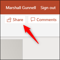 Clique em "Compartilhar" na apresentação.