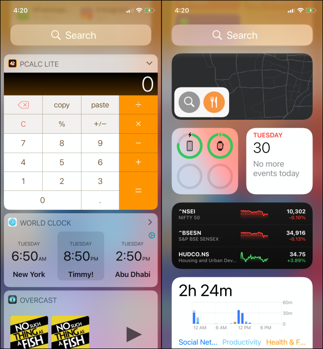 Mostrando widgets antigos junto com novos widgets no iOS 14