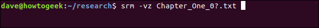 srm -vc Chapter_One_0? .txt em uma janela de terminal