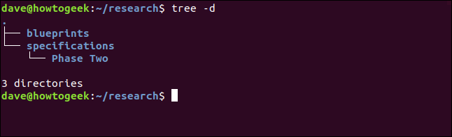 estrutura de árvore de diretório em uma janela de terminal