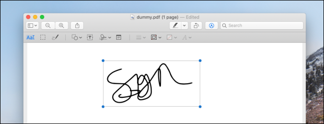 Assinatura adicionada ao documento no Mac