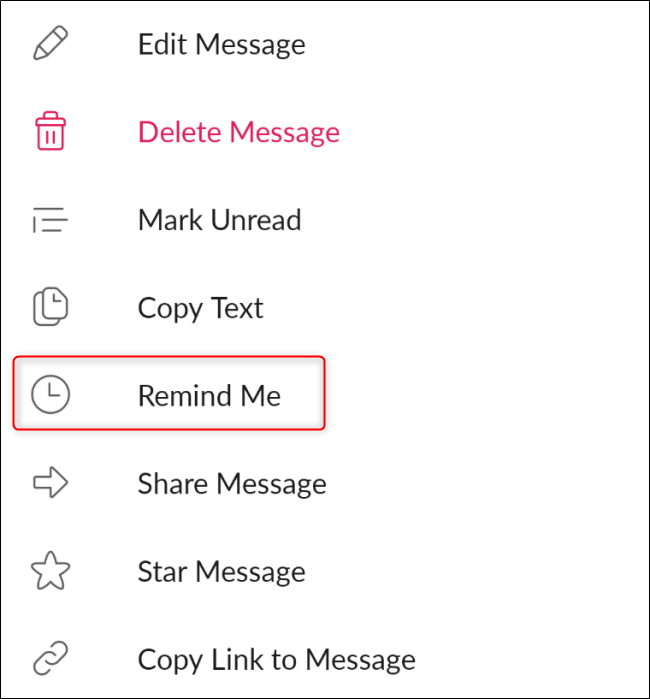 Slack Message Reminder no celular