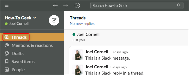 Botão Slack Threads