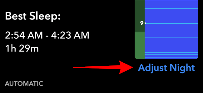Toque em "Ajustar noite" para atualizar seus horários de sono.
