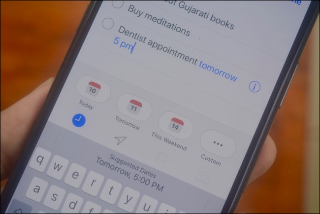 Sugestões inteligentes de data e hora no novo aplicativo Lembretes no iOS 13