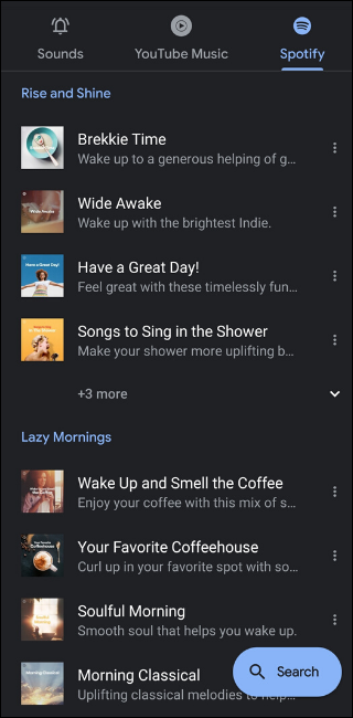 Alarmes padrão Spotify