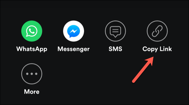 Toque em Copiar link para compartilhar um link de convite para uma sessão de grupo do Spotify