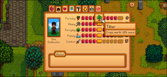 Desenvolvimento de habilidades em Stardew Valley