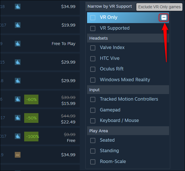 Steam Search VR