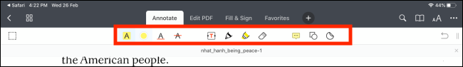 Dê uma olhada na barra de ferramentas Anotar no PDF Expert 7