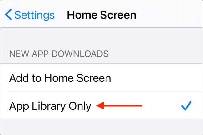 Toque em App Library Only