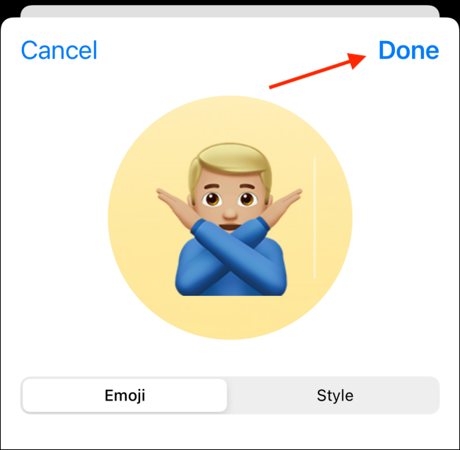Toque em Concluído após editar o emoji