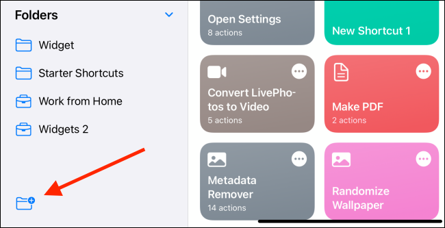 Toque no ícone de nova pasta na barra lateral do aplicativo do iPad