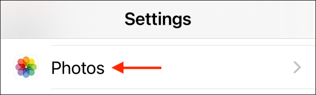 Toque em "Fotos" em "Configurações".