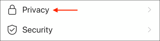 Toque em "Privacidade".