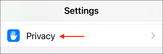 Toque em Privacidade em Configurações