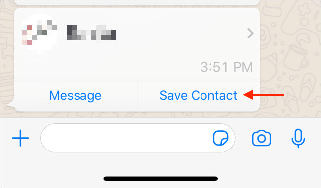 Toque em Salvar contato no WhatsApp do iPhone