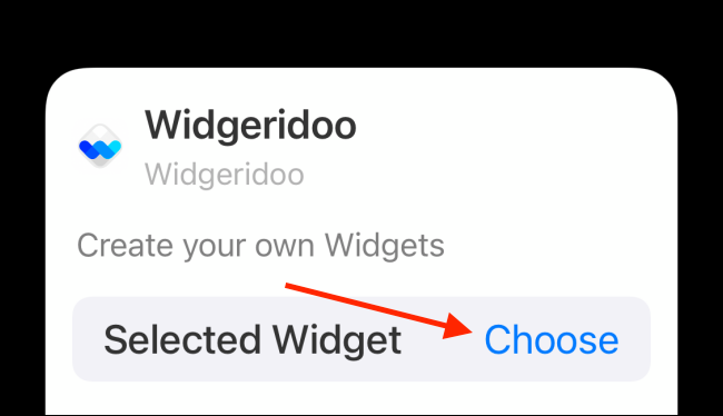 Toque no botão Escolher nas opções do widget