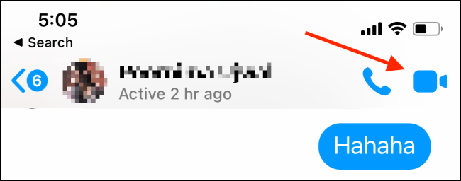 Toque no botão de vídeo do Facebook Messenger no iPhone