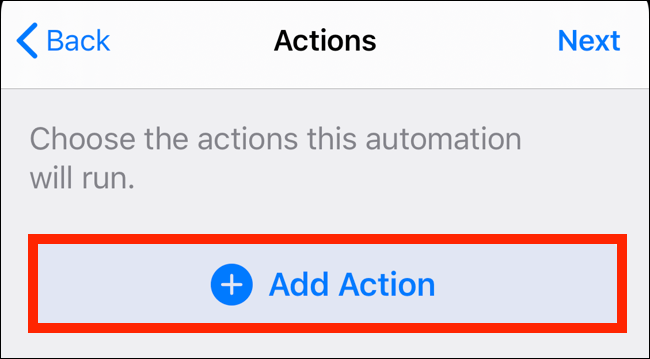 Toque em "Adicionar ação".