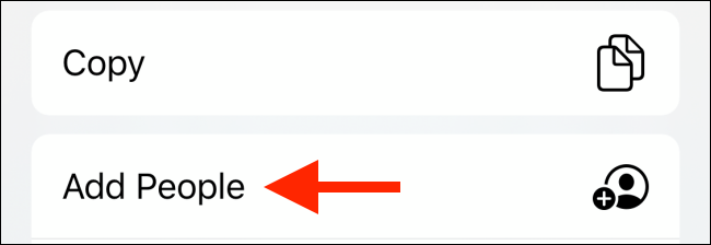 Toque em Adicionar pessoas na página de compartilhamento