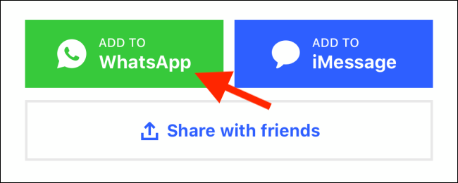 Toque em Adicionar ao WhatsApp