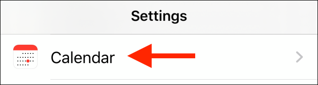 Toque na opção Calendário em Configurações