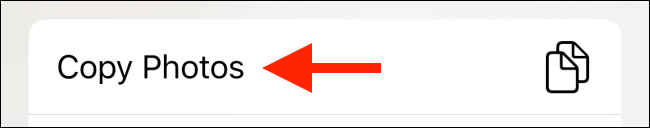 Toque em Copiar fotos da página de compartilhamento