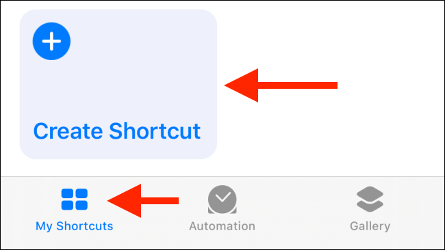 Toque no botão Criar atalho em Meus atalhos