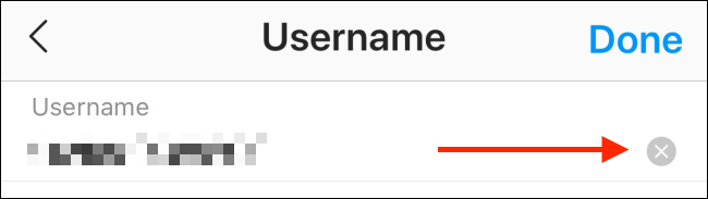 Toque no ícone Excluir para excluir seu nome de usuário do Instagram.