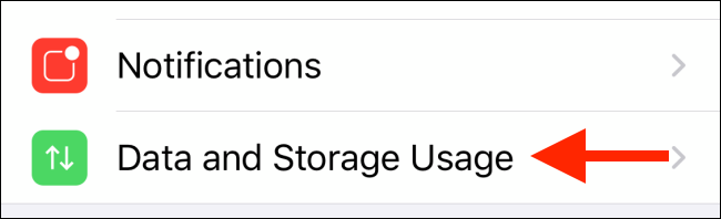 Toque em Uso de dados e armazenamento no iPhone