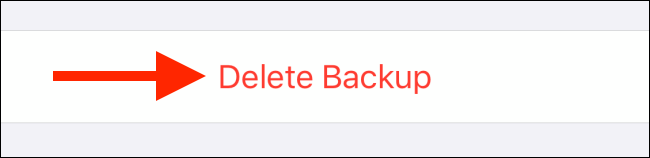 Toque em Excluir backup