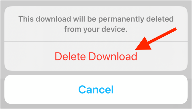 Toque no botão Excluir download
