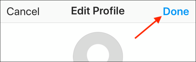 Toque em "Concluído" na seção "Editar perfil".