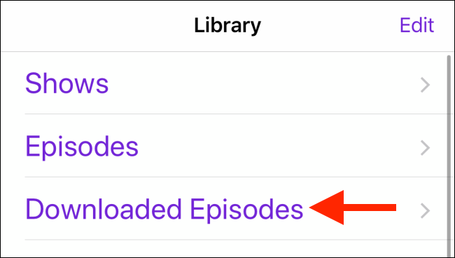 Toque em "Episódios baixados".