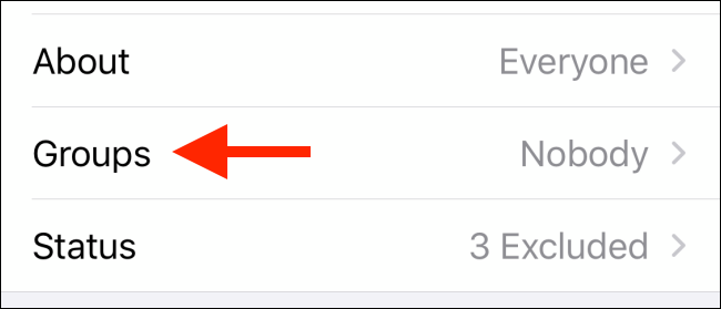 Toque na opção Grupos no iPhone
