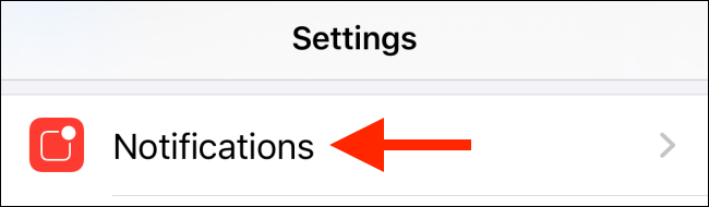 Toque em Notificações no aplicativo Configurações