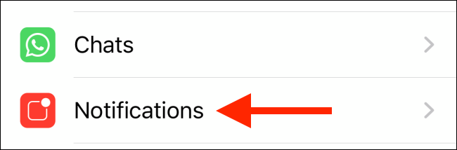 Toque na opção Notificações do WhatsApp