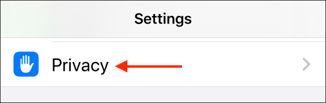 Toque em Privacidade nas configurações
