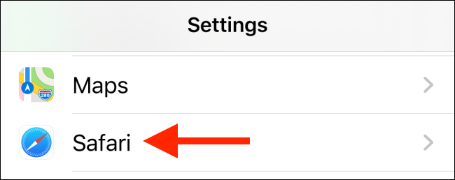 Toque no Safari no aplicativo Configurações