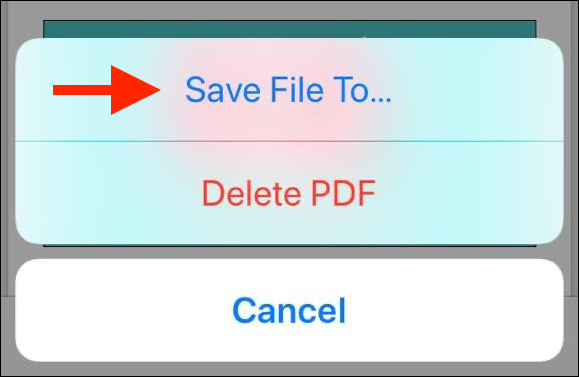 Toque em "Salvar arquivo em" no pop-up
