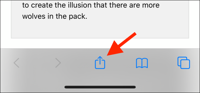 Toque no botão Compartilhar do Safari